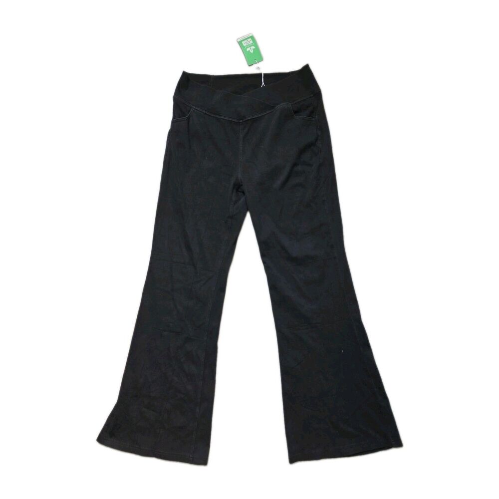 NWT Copyleaf Black Pull On Flare Pants High Rise Stretch Casual Pockets XXL